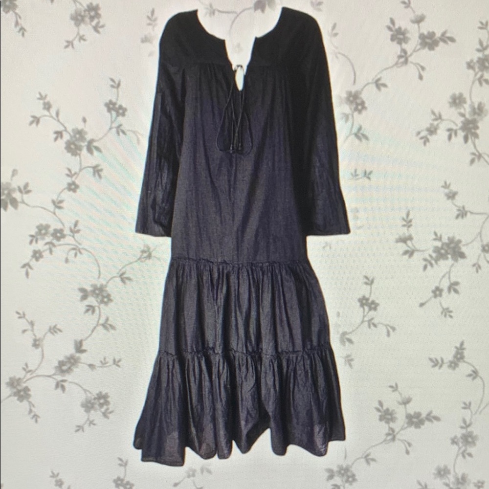 Black Long Sleeve Tiered Dress